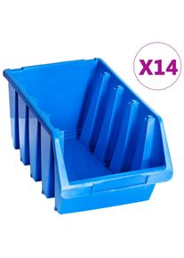 vidaXL Stapelboxen 14 Stk. Blau Kunststoff