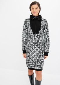 gemustertes Strickkleid in schwarz, Grösse 40/42 (M), bonprix