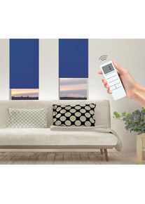 GOOD LIFE Elektrisches Rollo »Vau - SMART HOME«, abdunkelnd, energiesparend, ohne Bohren, mit Fernbedienung blau navy/weiß + weiß
