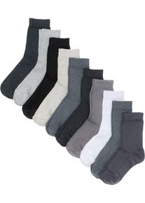 Lot de 10 paires de chaussettes en coton majoritaire en gris, Taille 39-42, Couleur/Motif: coloris gris, bonprix