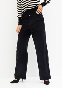 Weite Cord-Stretchhose in schwarz, Grösse 48, 98% Baumwolle, bonprix