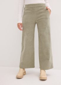 Cordhose mit Bequembund High Waist in grün, Grösse 52, 98% Baumwolle, bonprix