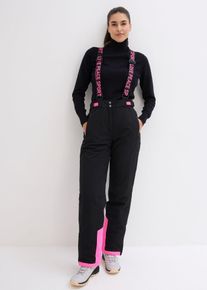wasserdichte Ski Funktions-Thermohose mit abnehmbaren Trägern in schwarz, Grösse 42, bonprix