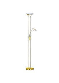 Trio LEUCHTEN Deckenfluter, 2 flg.-flammig, Leseleuchte flexibel einstellbar grau messingfarben