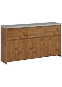 Home Affaire Highboard »Maribo«, im modernen Landhaus-Stil, mit schöner Betontopplatte, Breite 140 cm beige naturfarben
