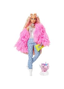 Barbie Anziehpuppe »EXTRA«, blond, mit flauschiger rosa Jacke bunt Puppen