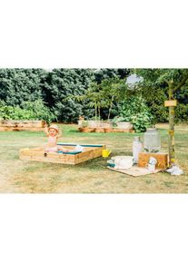 Plum Sandkasten »Sandkasten aus Holz mit Aufbewahrungsbox«, BxLxH: 96x102x15 cm, mit Aufbewahrungsbox beige natur