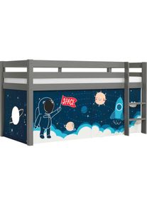 Vipack Spielbett »Pino«, mit Textil-Set, inkl. Rolllattenrost, in Natur, Weiß oder Grau grau