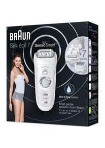 Braun Epilierer »Silk-épil 7 7-880 SensoSmart«, 6 St. Aufsätze weiß Braun Silk-épil Epilierer entfernen 4-mal kürzere Haare als Wachs