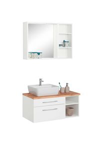 HELD MÖBEL HELD MÖBEL Badmöbel-Set »Davos«, (3 St.), Waschplatz mit Regal und Spiegel weiß