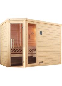 Weka Sauna »Turku«, (Set), 7, 5 kW Bio-Ofen mit digitaler Steuerung beige natur