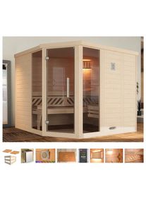 Weka Sauna »Brevik 2«, 7, 5 kW Bio-Kombiofen mit ext. Strg., Fenster beige natur