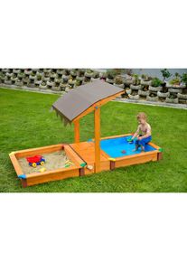 Gaspo Sandkasten »Twin-Box Fantasy«, BxLxH: 230x105x120 cm, mit Planschbecken gelb honigfarben