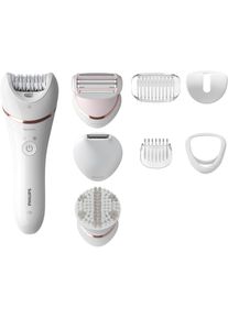 Philips Epilierer »BRE735/00«, 7 St. Aufsätze, Satinelle Advanced Nass- & Trockenepilierer, leistungsstarke Epilation rosa Körper-Peelingbürste...