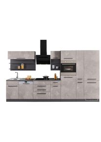 HELD MÖBEL HELD MÖBEL Küchenzeile »Tulsa«, mit E-Geräten, Breite 360 cm, schwarze Metallgriffe, MDF Fronten grau made_in_germany betonfarben hell