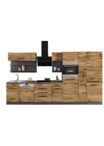 HELD MÖBEL HELD MÖBEL Küchenzeile »Tulsa«, mit E-Geräten, Breite 360 cm, schwarze Metallgriffe, MDF Fronten braun made_in_germany wotaneichefarben
