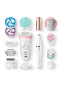 Braun Epilierer »Silk-épil Deluxe Beauty-Set 9-995 9-in-1«, mit gratis Beauty Case weiß 3 Gesichtsbürsten-Aufsätze reinigen und peelen die Haut