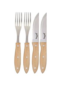 JIM BEAM BBQ Steakbesteck »Gabel & Messer«, (Set, 4 tlg.), Set 4-tlg. beige Essesteck-Sets