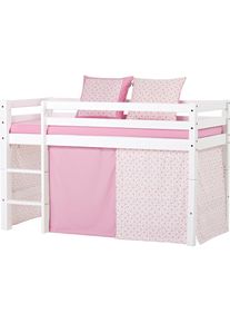 Hoppekids Hochbett &raquo;&laquo;Romantik&raquo;&laquo;, mit Vorhang & Matratze 2 Gr&ouml;&szlig;en umbaubar wei&szlig;