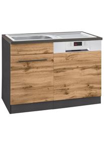 HELD MÖBEL HELD MÖBEL Spülenschrank »Tulsa«, 110 cm breit, inkl. Tür/Sockel für Einbaugeschirrspüler, Metallgriff braun made_in_germany wotaneiche