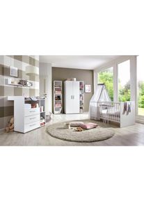 BMG MÖBEL Babyzimmer-Komplettset »Luis«, (Set, 5 St., Bett + Wickelkommode + 2-trg. Schrank + Standregal + Wandboard), Bett + Wickelkommode +...