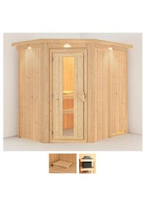 Karibu Sauna »Swantje«, (Set), ohne Ofen beige naturbelassen