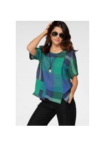 SAMMER Berlin Karobluse, kurze Leinen-Bluse bunt XL (48/50) grün-blau Kurze Bluse aus Leinen von SAMMER Berlin