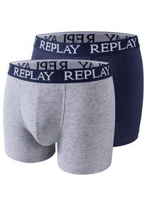 Replay Boxershorts »BOXER Style 01/C Basic Cuff Logo 2pcs Box«, (Packung, 2er-Pack), mit Logoschriftzug am elastischen Bund grau L grau-schwarz...