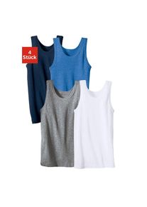 H.I.S. H.I.S Unterhemd, (Packung, 4 St.), schlichtes Basic aus Feinripp blau 116 marine, hellblau-meliert, weiß, grau-meliert Kinder Unterhemden im 4er Pack