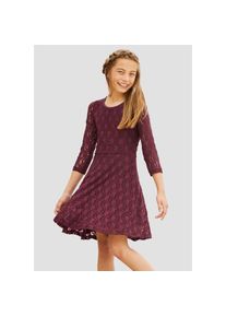 Kidsworld Spitzenkleid, mit 3/4 Ärmeln rot 128/134 N-Gr bordeaux Kidsworld Spitzenkleid für Mädchen