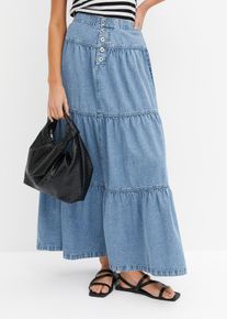 Jeans Stufenrock mit Knopfleiste in blau, Grösse 44, bonprix