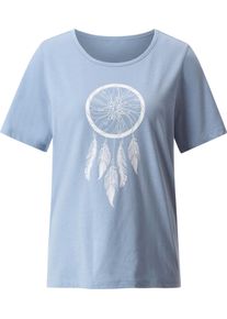 Damen Kurzarmshirt bleu-ecru