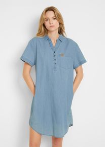 Jeanskleid Kurzarm in blau, Grösse 42, 100% Baumwolle, bonprix