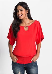 Bluse mit Spitze in rot, Grösse 38, bonprix