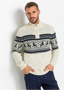 Norweger-Pullover mit Troyerkragen in beige, Grösse 48/50 (M), bonprix