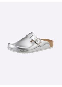 MUBB Witt Damen Clog mit weicher Polsterung, silberfarben, Größe 36, 100% Glattleder