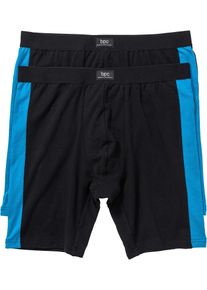 Lange Boxershorts eng (2er Pack) in schwarz, Grösse 12 (5XL), 95% Baumwolle, bonprix