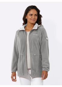 WITT Damen Fleecejacke mit abnehmbarer Kapuze, steingrau, Größe 46, 100% Polyester