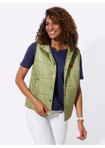 WITT Damen Steppweste mit Kapuze, schilf, Größe 46, 100% Polyester. Wattierung: 100% Polyester