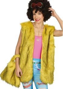 Elegante gilet di pelliccia retrò in giallo