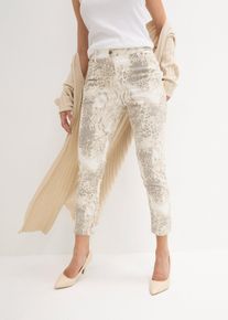 7/8 Stretchhose bedruckt in beige, Grösse 36, 97% Baumwolle, bonprix