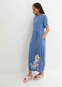 bedrucktes Maxikleid aus fließender Viskose in blau, Grösse 48, bonprix