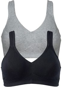 BH ohne Bügel mit Bio-Baumwolle (2er Pack) in grau, Grösse 95B, 95% Baumwolle, bonprix