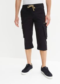 3/4 Schlupfhose mit Cargotaschen Regular Fit in schwarz, Grösse 52, 97% Baumwolle, bonprix
