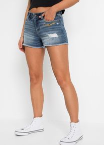Jeansshorts Mid Waist mit Stickerei in blau, Grösse 36, 95% Baumwolle, bonprix