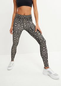 Sport-Leggings mit Print schnelltrocknend in schwarz, Grösse 40/42 (M), bonprix