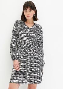 Minikleid aus strukturiertem Crêpe in schwarz, Grösse 48, bonprix