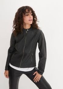 Lederimitat Biker-Jacke in schwarz, Gr&ouml;sse 34, bonprix