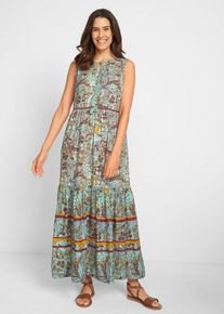 Maxi Web-Kleid aus Viskose in grün, Grösse 48, bonprix