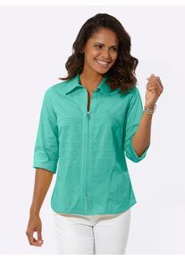 WITT Damen Blusenjacken mit Biesen-Verzierung, blaugr&uuml;n, Gr&ouml;&szlig;e 40, 97% Baumwolle, 3% Elasthan